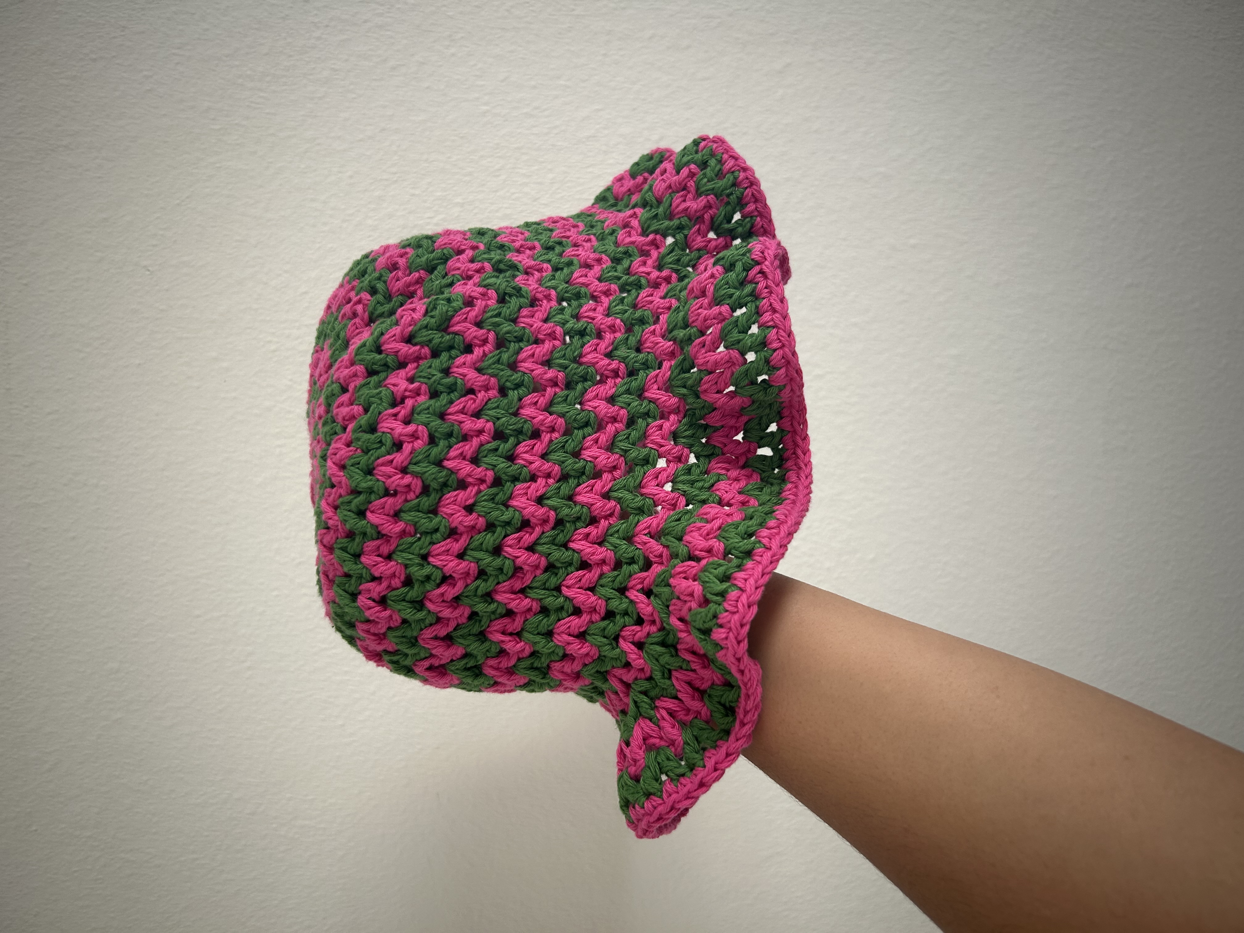 Pink & Green Striped Hat